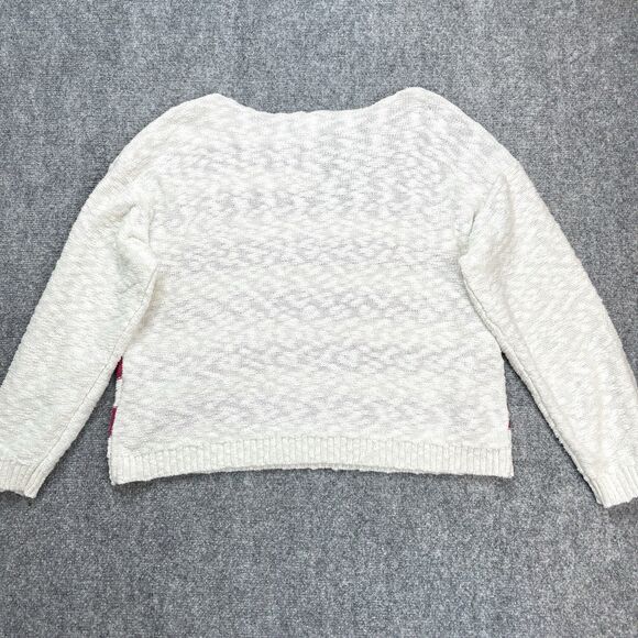 Lucky Brand Americana Flag Sweater Womens Size XL Cotton Blend Preppy Patriotic - Picture 2 of 9